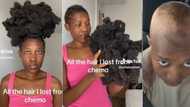 "I will turn it into a wig": Lady displays huge hair she lost to chemotherapy, video stirs emotions