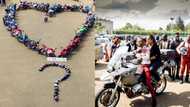 Man proposes to lover using numerous motorbikes and helmets; viral pictures cause stir