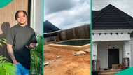 Man builds beautiful house with BUA cement, it has swimming pool, classy interior