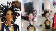 Actress Chika Lann kneels down, cries as local artisan gives her replica artwork of her viral N40 million hair