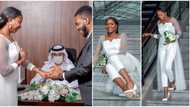 Nigerian couple go for their wedding in UAE with no guests, photos of beautiful low key event go viral