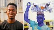 I struggle every day to survive - Young man makes drawing to show how he once hawked in Lagos traffic