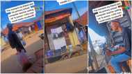 "E go reach house think": Emotional moment man saw his primary school teacher hawking, he recognises him