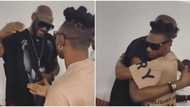 Adorable video shows moment Mayorkun linked up with senior colleague 2baba in Dubai, singers hug passionately