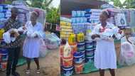 "Her story has changed": Blind woman who delivered triplets receives loads of gifts from kind Nigerians