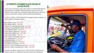 Full list: Lagos govt releases new "authentic" prices of number plate