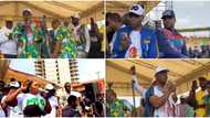 Videos emerge as MC Oluomo, Eniola Badmus, Saidi Balogun, others storm Ogun for APC presidential campaign