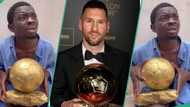 Video as Erekere steals Lionel Messi's Ballon d'Or, fans react: "Dis one an Balloon D'rock"