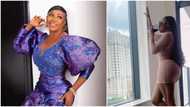 "This shape is not real": Ini Edo drops photos, actress' hourglass stature in skintight outfit surprises many