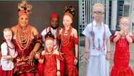 "DNA is needed here": Photos of Nigerian couple with 3 albino kids sparks buzz online, people react
