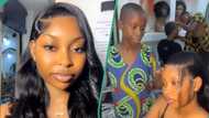 Young girl fixes lace frontal wig for lady, shows expertise, netizens react: "I get trust issues"