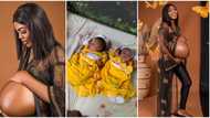 "I receive my own": Young mum welcomes beautiful twins, flaunts eye-popping baby bump in video