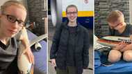 Rare lady falls in love with Boeing 737 aeroplane, cuddles it viral photo