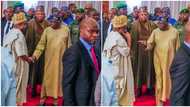 Photos emerge as Buhari, others meet President Tinubu behind closed doors in Abuja