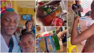 Oya pack things: Portable empties supermarket for girl who hailed him in video, fans praise his generosity