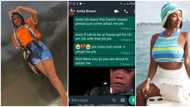 "Come & adopt me pls": Nigerian lady begs Davido's pregnant side chick, Anita Brown on WhatsApp, chat emerges