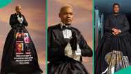 "Not like Desmond Elliot": Model honours Mr Ibu, Junior Pope, other late actors with outfit at AMVCA