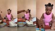 "She understands the economy": Newborn baby rejects akamu and milk, rrefers fufu, video goes viral on TikTok