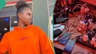 Lady shares video of boy's room where students troop in to charge phones after he bought generator