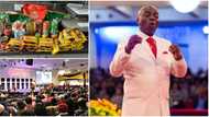 "Naija branches left the group": Nigerian lady shows off plenty gifts UK Winners' Chapel church gave her