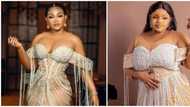 Lady sparks mixed reactions as she replicates Mercy Aigbe's pearly birthday look