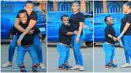 "May God keep you": Small-sized man flaunts his tall fine wife in viral photos, surprises many people online