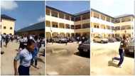 Students run for safety as SS2 students allegedly bring tear gas, guns to fight SS3 in Port Harcourt school (video)