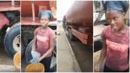 18-year-old Nigerian lady who washes tankers to support her studies goes viral as video emerges, causes stir