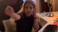 Massive reactions over video of 8-Year-old girl mimicking mom working from home