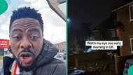 Nigerian man in UK cries out after seeing scary objects on his way to work, video trends online