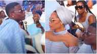 Video emerges of Wizkid, babymama Shola uniting to console Bolu as he cries at singer's mum’s burial