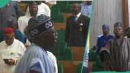 Mild drama in Senate as President Tinubu sings old national anthem, video goes viral