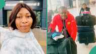 UK Visa: Lady overjoyed as her husband and four kids join her in UK after getting travel documents