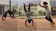 "I'm still learning how to twerk": Nigerian lady performs 17 fast back-flips on the road, video goes viral