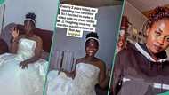 Lady wears her gown to stay at home 2 years after wedding was cancelled, video stirs emotions online