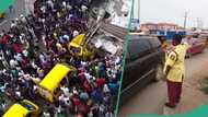 Driver escapes death as truck plunges off Lagos bridge in trending video
