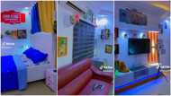 Young man shows off his room with amazing interior, installs AC, hangs TV, video captures fine bedframe