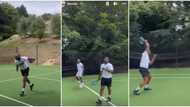 Billionaire’s game: Davido spotted playing lawn tennis with Obi Cubana, Kiddwaya, others, in viral video