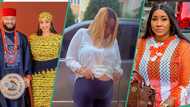 Yul Edochie shows off new angle of Judy Austin’s baby bump, netizens attack them: “Show us navel”