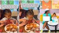 Oyinbo dad awed in video as his little girl sees Nigerian jollof rice for the first time & rushes it herself