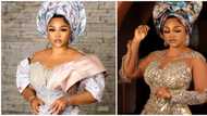 Na u dey do birthday? Reactions as Mercy Aigbe rocks 2 asoebi looks at Fathia Balogun's party