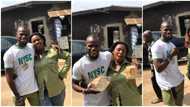 Male corps member gushes over mum who sold bread to send him to school, wears her his khaki in cute photos