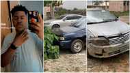 "Thank God for education": Nigerian student shows his expensive Lexus car parked beside lecturers' vehicles