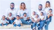 Milk is expensive, how does he feed them? Photos of Nigerian family with 4 children all at one get people talking