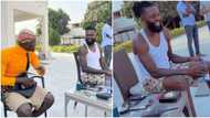 "He buy mansion, break am and build another": Portable turns comedian as he meets footballer Emmauel Adebayor
