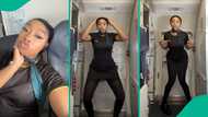 Video of air hostess dancing funnily inside plane gets many gushing: "Ibom Air no go see this kind"