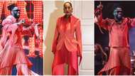 Burna Boy hits fashion roof, twins with American actress Tracee Ellis at his record-breaking concert