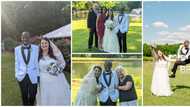 Overjoyed black man celebrates getting married to his Oyinbo lover, their wedding pictures get many talking