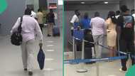 Family emotional at airport as dad relocates abroad, leaves them behind in Nigeria