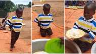"I love him": Video of cute little kid who knelt down to collect food goes viral, moves people to tears